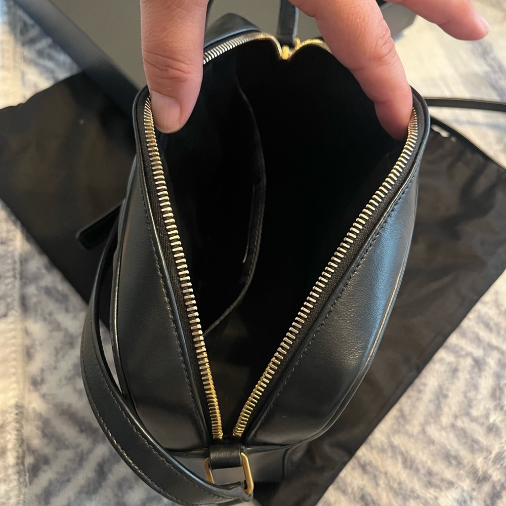 Saint Laurent Black Chevron Crossbody with Gold Logo - Picture 6 of 15
